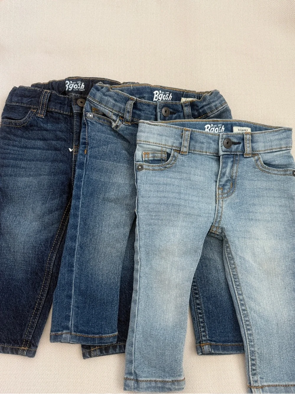 OshKosh B'gosh Toddler Denim Jeans Trio in Light, Medium & Dark Blue